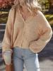 Damen-Strickjacke mit langen Ärmeln, einfarbig, Herbst 2026 - Europäischer & Amerikanischer Stil, Faltenwurf, Locker gestrickt