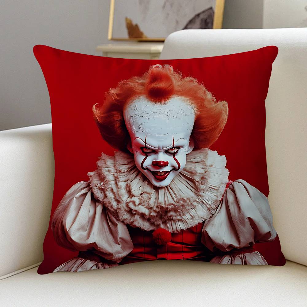 

Horror Film It P-Pennywise Clown Anime Maple Design Cushion Cover Happy Autumn Harvest Decor Holiday Decorati Pillow Cover 18x18Inch
