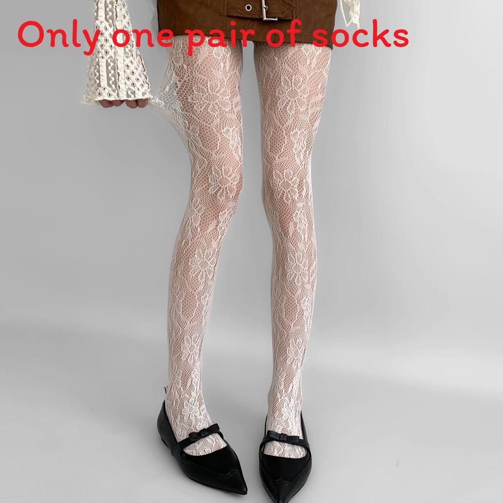 Vintage Lace Flower Mesh Stockings For Women With Sheer Hollow Floral Design For Spring Fashion