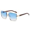 Fashion Retro Pilot Gradient Shades Women New Trendy Wooden Travelling Decor Sunglasses Chic Metal Rim Men's Sun Glasses