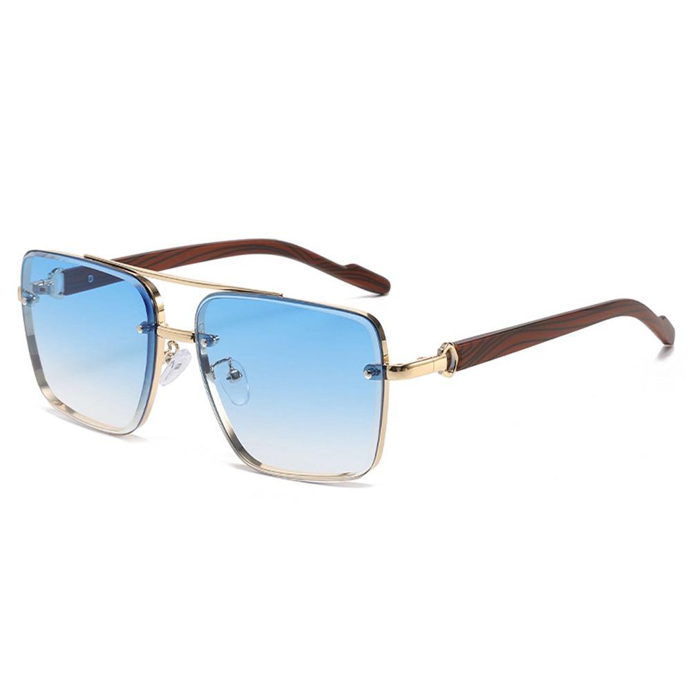 Fashion Retro Pilot Gradient Shades Women New Trendy Wooden Travelling Decor Sunglasses Chic Metal Rim Men's Sun Glasses