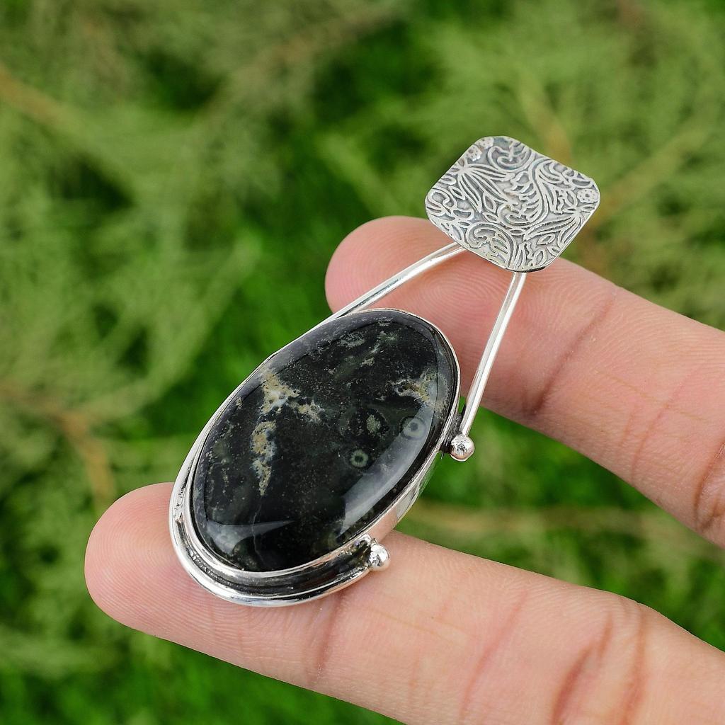 Daughters Day Deal Kambaba Jasper Gemstone 925 Silver Artisan Pendant Jewelry