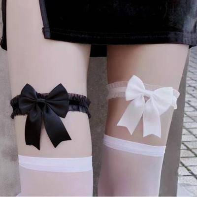 Sexy Black White Thigh Ring Garter Cosplay Party Accessories Elastic Bridal Leg Garter Leg Ring Fashion Bowknot Lace Design Belt