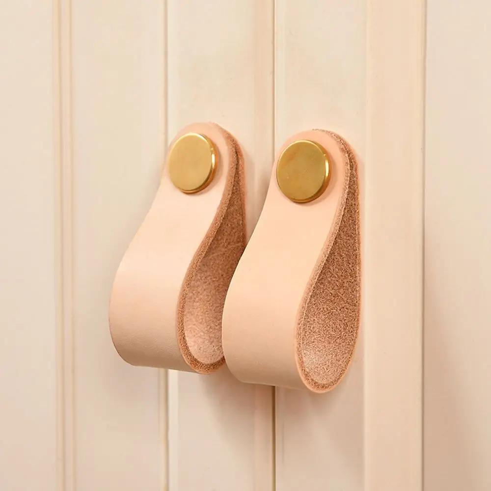 Artificial Leather Nordic Kitchen Wardrobe Cabinet Environmentally Soft Drawer Handle Leather Handle Door Pulls Furniture Knobs