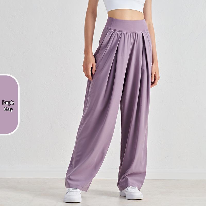 

Женские брюки для йоги с высокой талией и широкими штанинами - Прохладные, быстросохнущие, с защитой от солнца, фитнес-брюки Large (L/8)