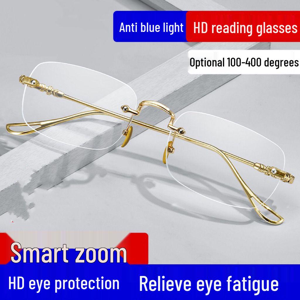 Unisex Frameless Anti-Blue Light Smart Zoom Reading Glasses