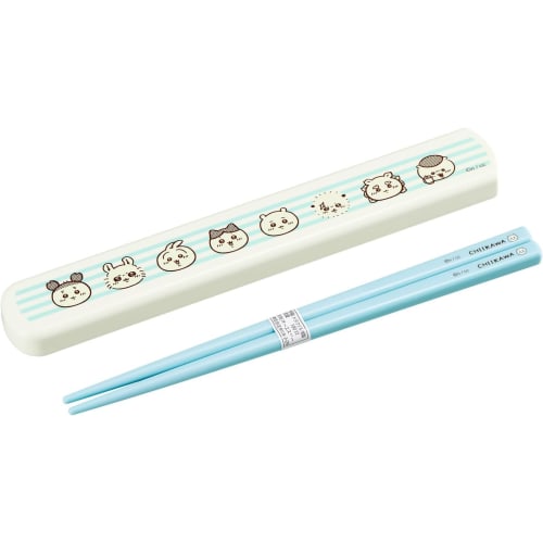 Chiikawa Chopstick Set, Bento Box, Silent Chopsticks Case, Slide-Type, 19.5cm, Made In Japan, Dishwasher Safe, Antibacterial, Face Set (Chopstick Set,