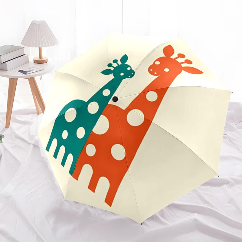 1pc Giraffes Automatic Folding Umbrella Portable Collapsible 8-Rib Umbrella for All Seasons, Casual Outdoor Accessory, B13