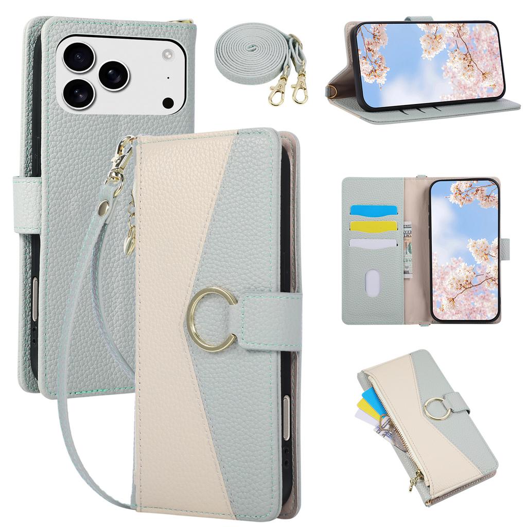 Zipper Pocket Phone Case for IPhone 17E 17 16 15 14 13 12 11 Pro Max 7 8 Plus Cossbody Leather Cards Wrist Strap Wallet Cover