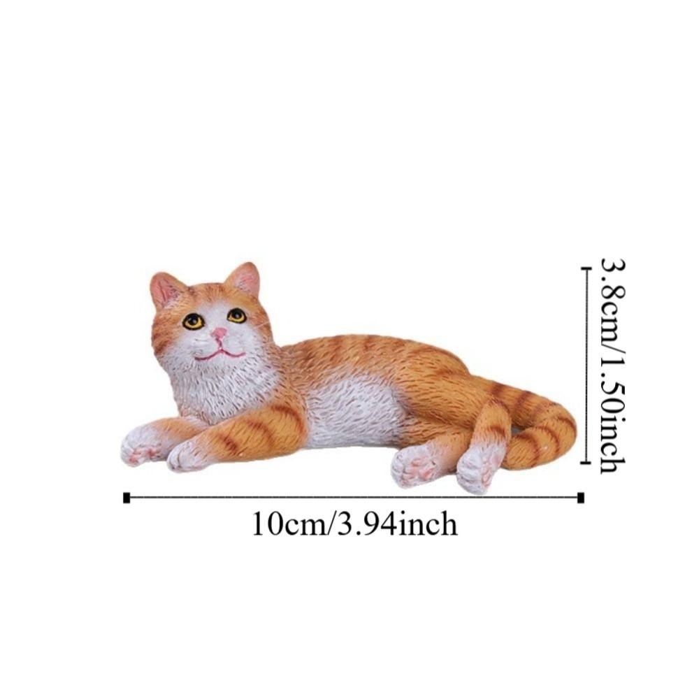 Simulation Cat Pet Model Cartoon Lying Cat Statue Adorable Cat Ornament  Dashboard Figurine