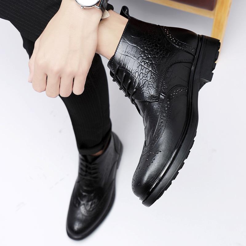 Plus Size Men's British Style Genuine Leather Chelsea Ankle Boots
