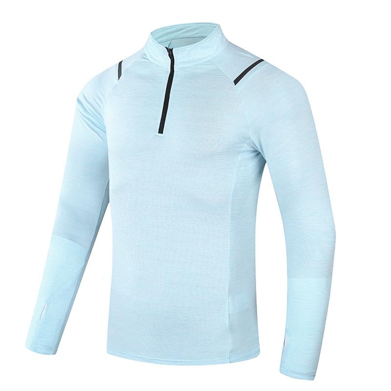 Spring Autumn Stand Collar Zipper Quick Dry Running Tee Male Long Sleeve Sportswear T-shirt Men