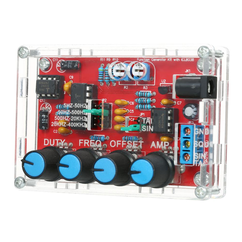 ICL8038 High Precision Generator DIY Kit Sine Triangle Square Sawtooth Output 5Hz 400kHz Adjustable Frequency Amplitude