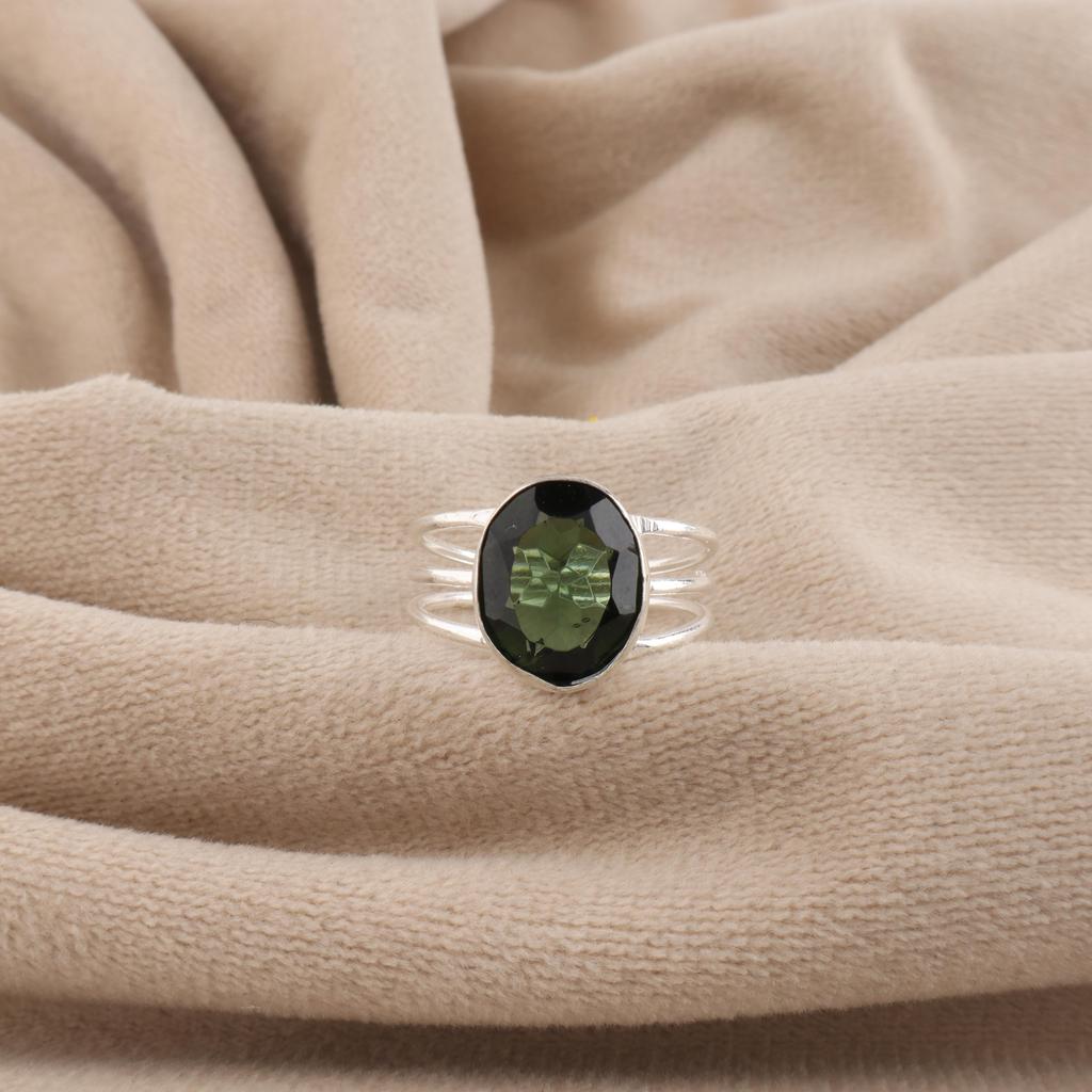 Green Tourmaline Gemstone Silver Elegant Ring, 925 Sterling Silver Women Jewelry For Birthday Gift, October Birth-Stone Gift, Engagement Ring RR-37-10