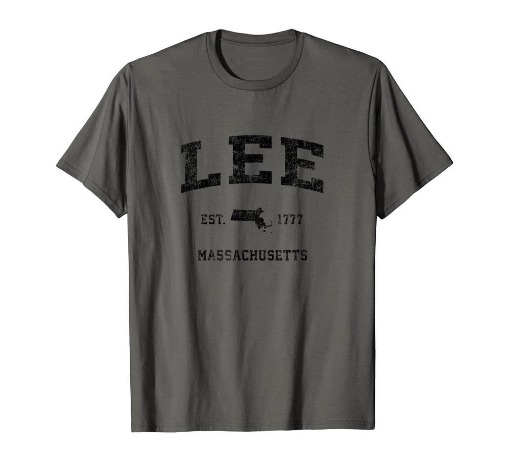 Lee Massachusetts MA Vintage Sports Design Black Print T-Shirt