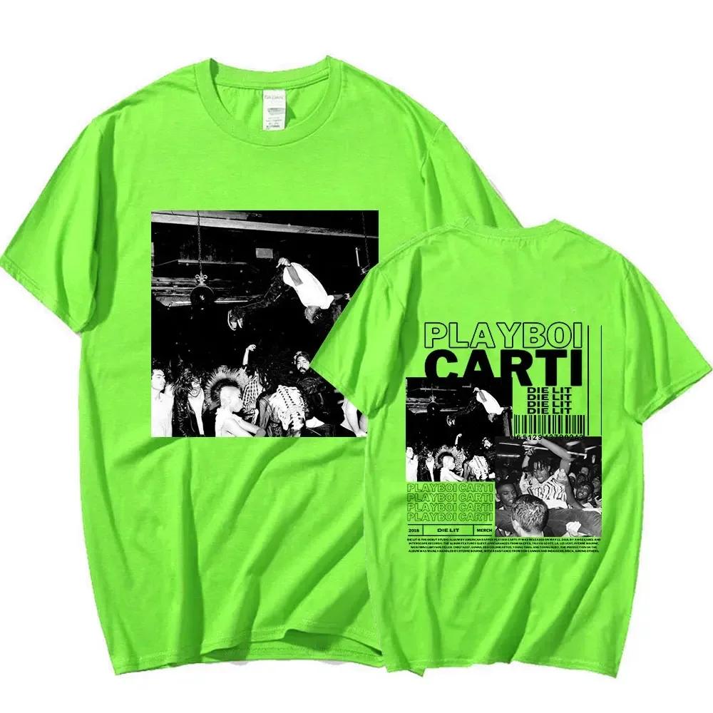 Rapper Playboi Carti Music Album Die Lit Graphic T Shirt Unisex Wounisexs Hip Hop Vintage Fashion Short Sleeve T Shirts Streetwear Bl