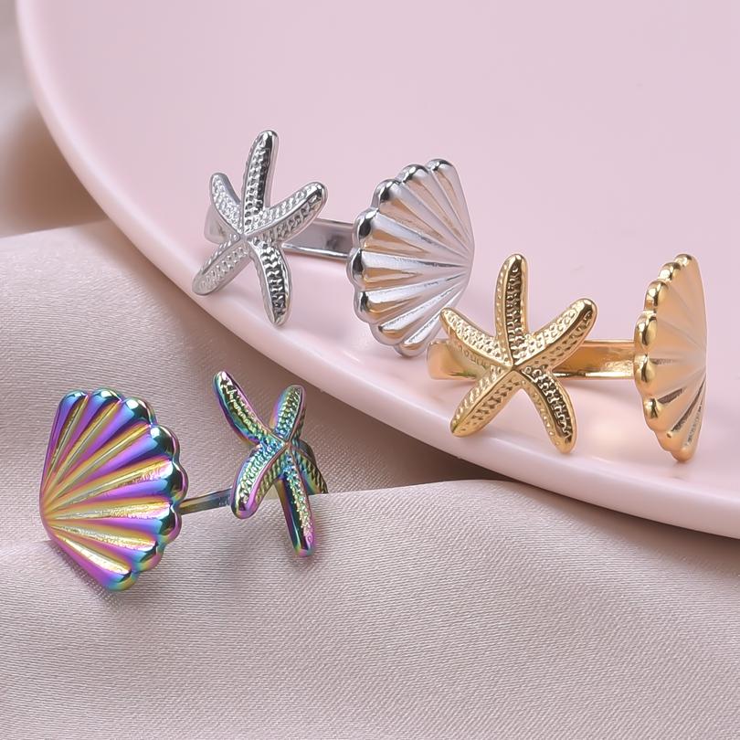 1/2/3pcs Animal Ring Butterfly Cat Wings Shell Open Adjustable Stainless Steel Rings For Women Men Accessories Fashion Jewelry
