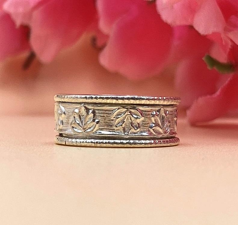 

Кольцо-спиннер, кольца из стерлингового серебра 925 пробы, кольцо ручной работы, кольца для медитации, кольца-ленты, вращающееся кольцо с цветочным дизайном, подарок для нее.