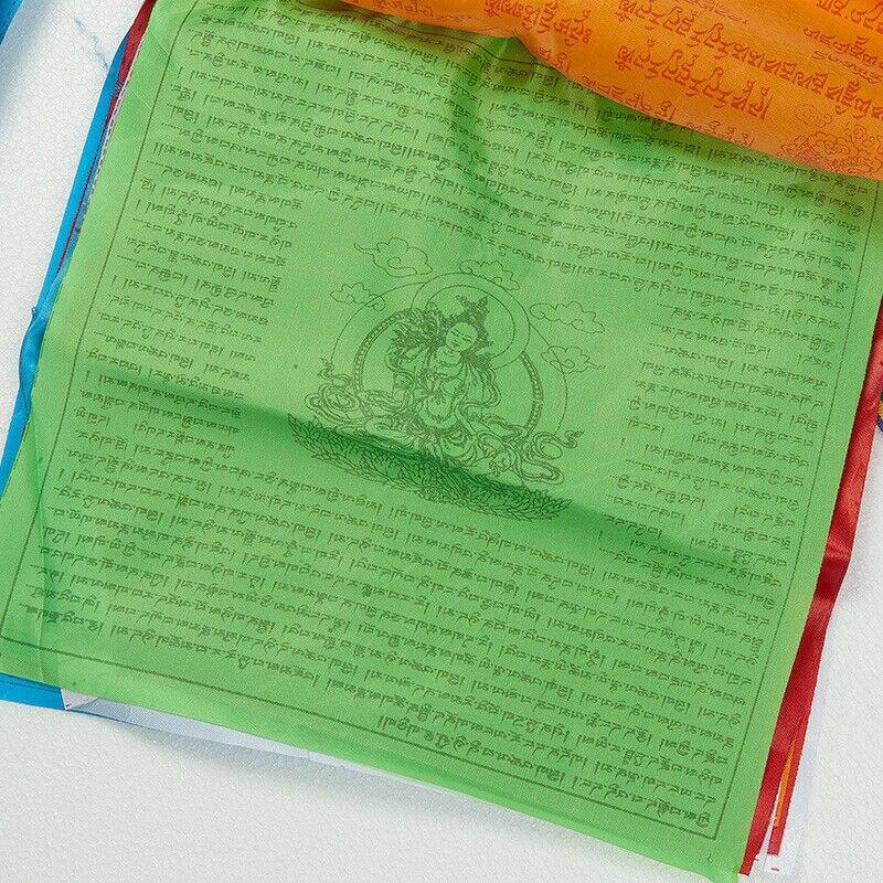 Steaguri religioase Rechizite budiste tibetane Drapel de rugăciune cu imprimare colorată Mătase artificială Tibet Lung Ta Banner Scripturi Steaguri de grădină