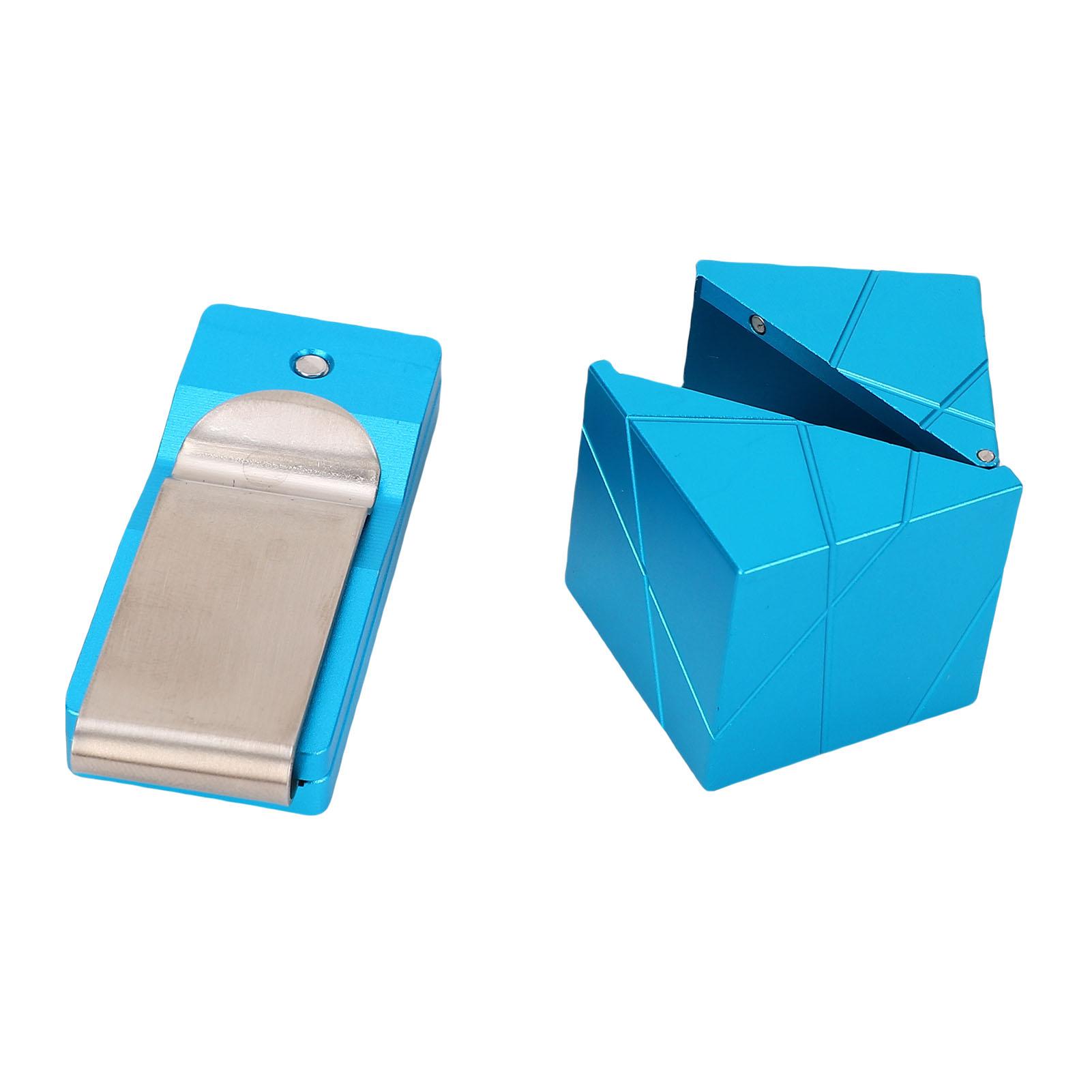 

Держатель для мела для кия для бассейна из алюминиевого сплава с откидной крышкой, коробка для мела с задним зажимом для стандартного мела, черный Blue синий