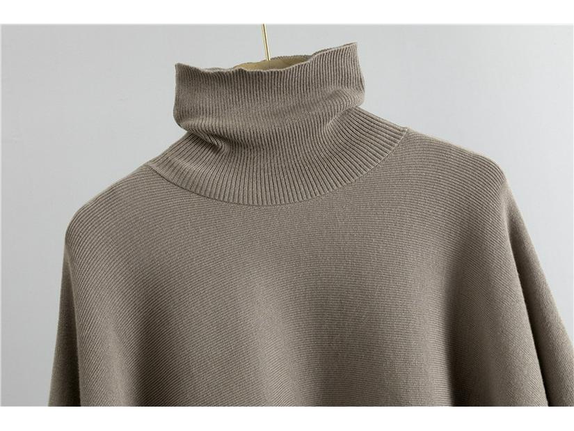 Women's Autumn Winter High Neck Cloak Sweater & Wide Leg Pants Set