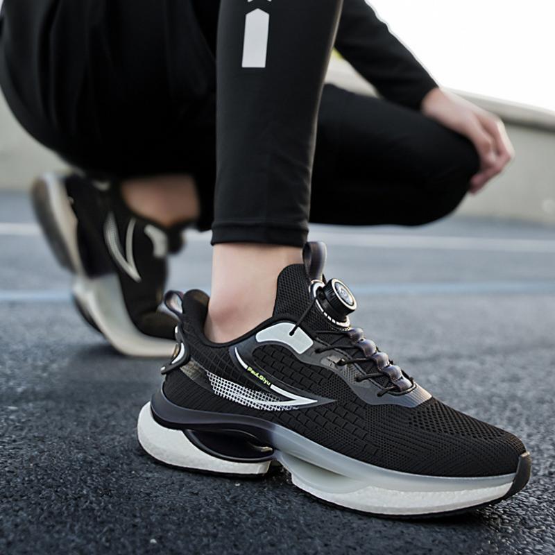 Spring and Autumn Summer Men's Rotating Button Running Shock Absorption Breathable Casual Sports Shoes