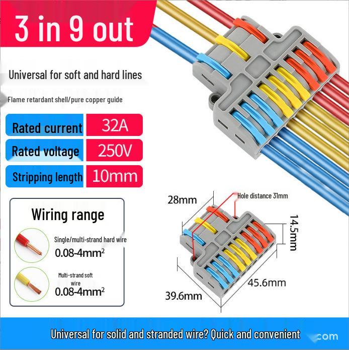 Quick Terminal PCT-222 Lighting Fixture Push-in Connector for Soft & Hard Wire, Two-in Two-out
