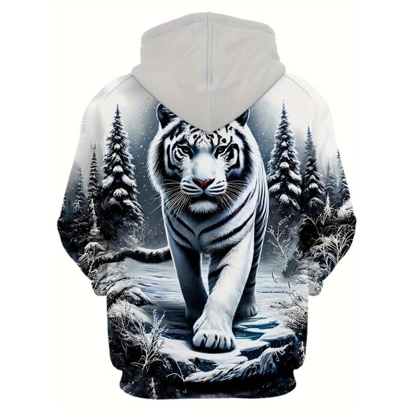 Hot Selling New Men's Autumn Tiger Print Soft, Comfortable, Breathable Hooded Sweatshirt Outdoor Urban Fashion Clothing