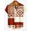 2026 Men's Summer Retro Linen Short Sleeve Lapel Shirt Indian Pattern 3D Print Hawaiian Outdoor Casual Clothes Men's Tops
