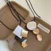 Exaggerated Geometric Contrasting Color Metal Black Rope Necklace Female Niche Personality Versatile Temperament Fashion Neck Chain Sweater Chain