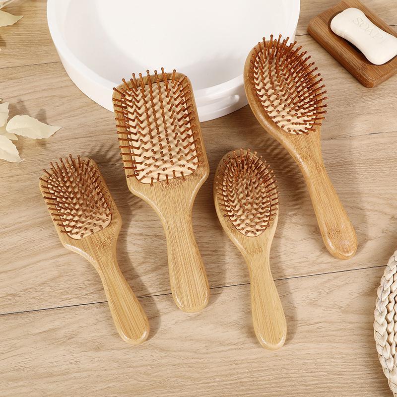 Natural Bamboo Paddle Hair Brush Comb Improve Hair Growth Air Cushion Combs For Scalp Massage Anti-Static No Hair Tangle Comb