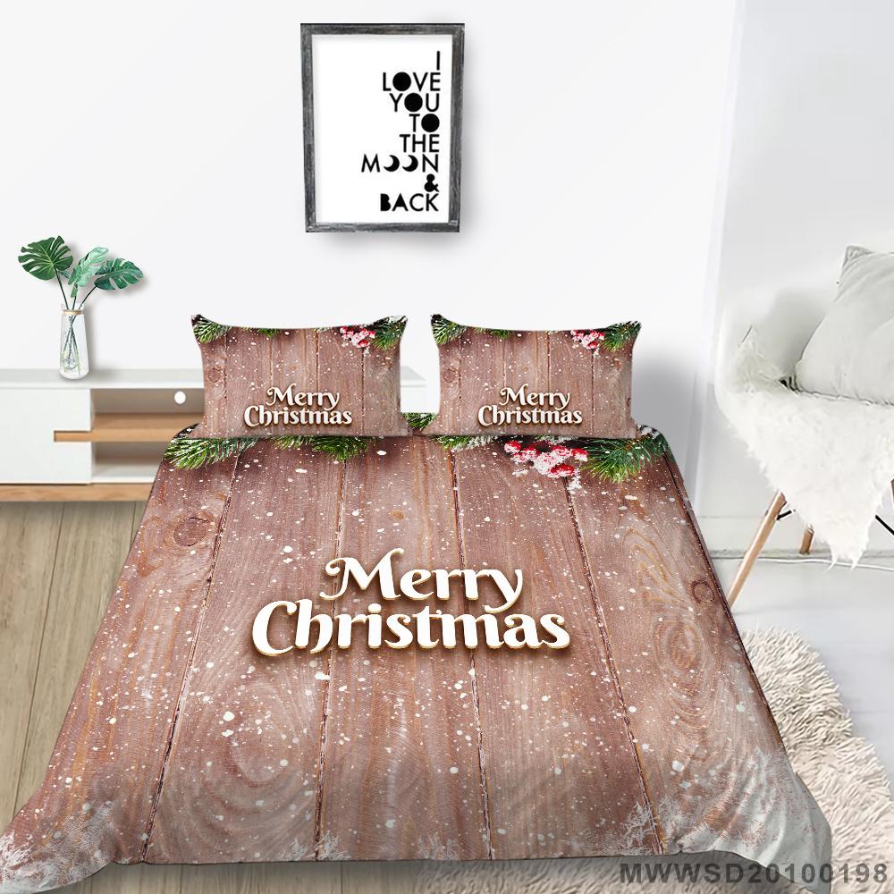 Christmas Home Bedding Set Deluxe Quilt Cover Pillow Case Home Bedding Set AU/EU/US Full Size Single/Double Bed