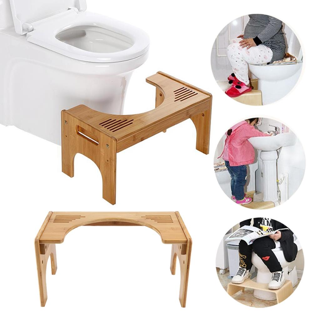 

Adjustable Bamboo Non Slip Sit Squatty Toilet Stool Chair чорний
