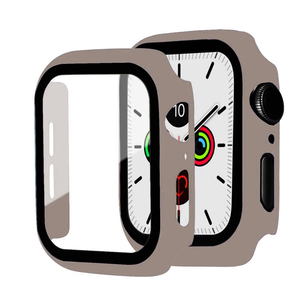 Tempered Glass+Case For Apple Watch Series 9 8 7 41mm 45mm 42mm PC Bumper Screen Protector Cover iWatch 6 5 4 Se 44mm 40mm Shell