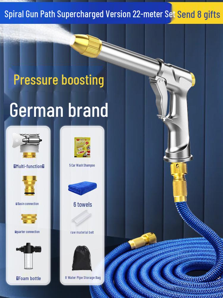 High-Pressure Car Wash Water Gun with Telescopic Hose and Powerful Nozzle for Home Use