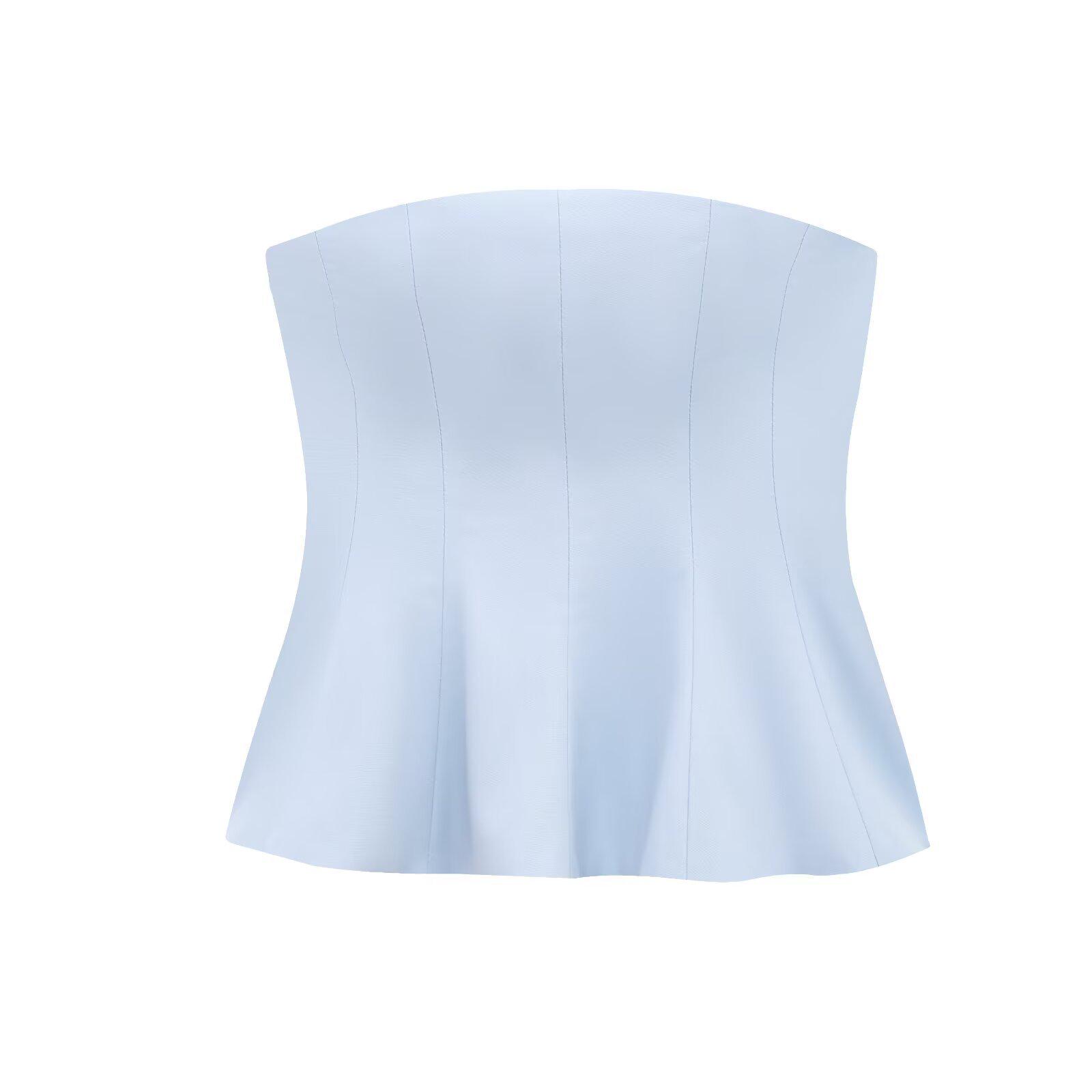 

Весна 2025 Женский многоцветный комплект в европейском и американском стиле: топ-бандо и короткая юбка Medium синий