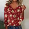 Women's Cute Sweatshirt Knitted Fashion Casual V-neck Long-sleeved Cozy Print Top