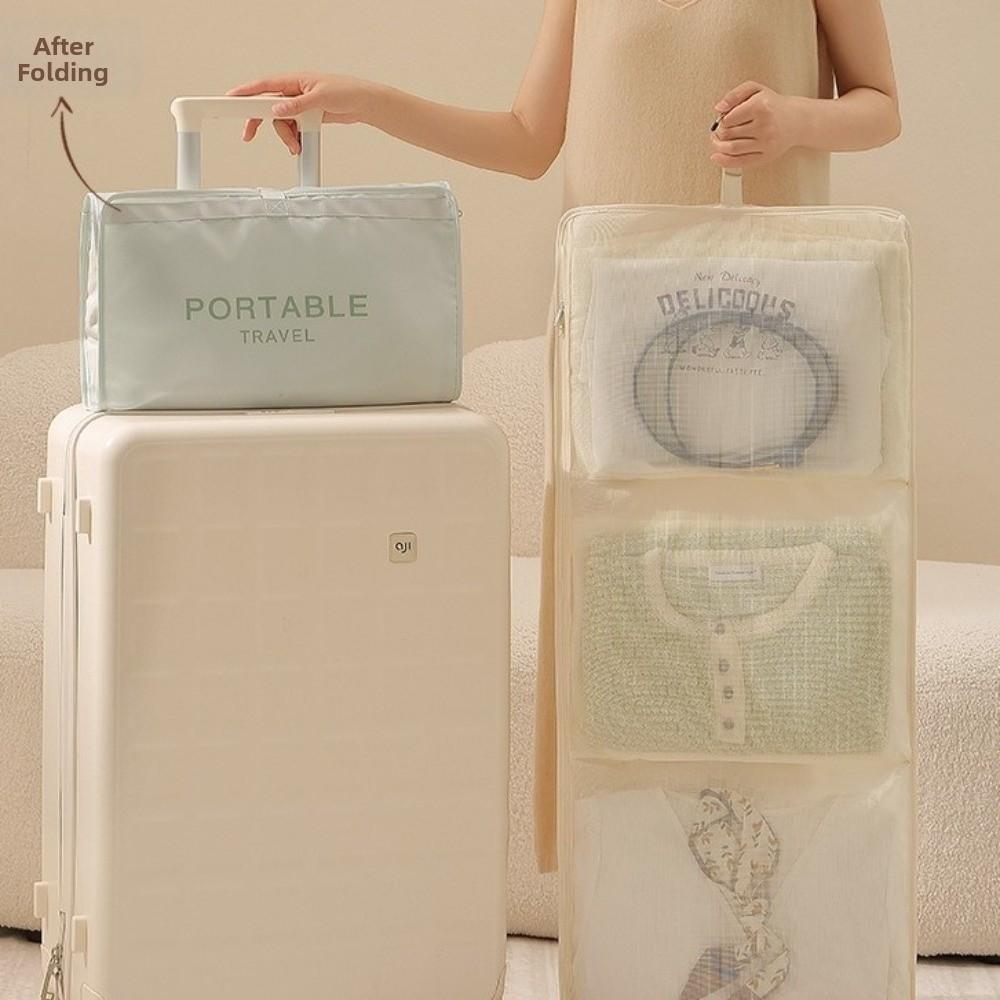 Foldable Hanging Clothes Organizer Mesh Pockets Wardrobe Organizer Closet Organization