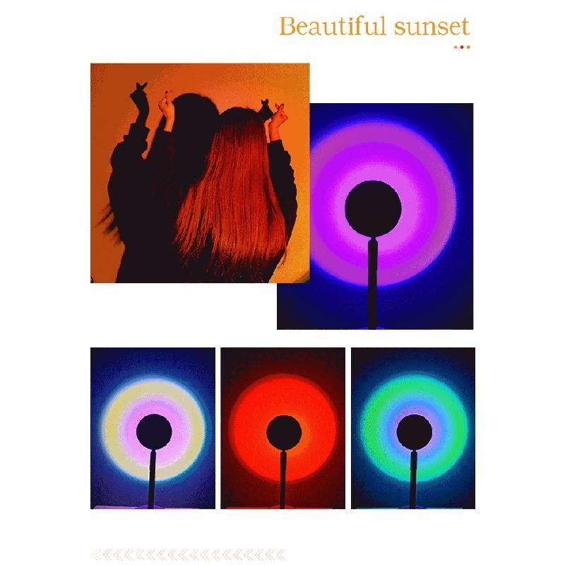 Rotation Degree 180 Projection Lamp Light Visual Mood Rainbow Sun Light Sunset