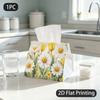 1pc Tissue Box, WATERCOLOR DAISIES TULIPS GENTLE FRESH Pattern, 2D Flat Printing, Serves Multiple Purposes, Easy To Carry, Tissue Pouch, for Nightstan