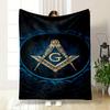 Golden Compass and Square Emblem with Decorative Patterns On a Blue Background. for All Seasons Blanket Lunch Break Throw Gift