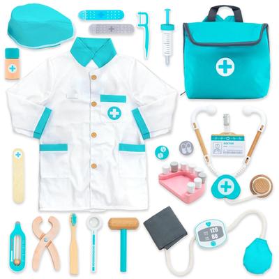 UMU Doctor Play Dentist Pretend Play Wooden Play Halloween Educational Toy for Girls and Birthday Includes Tools and Pine Green Set, Toy, Set,