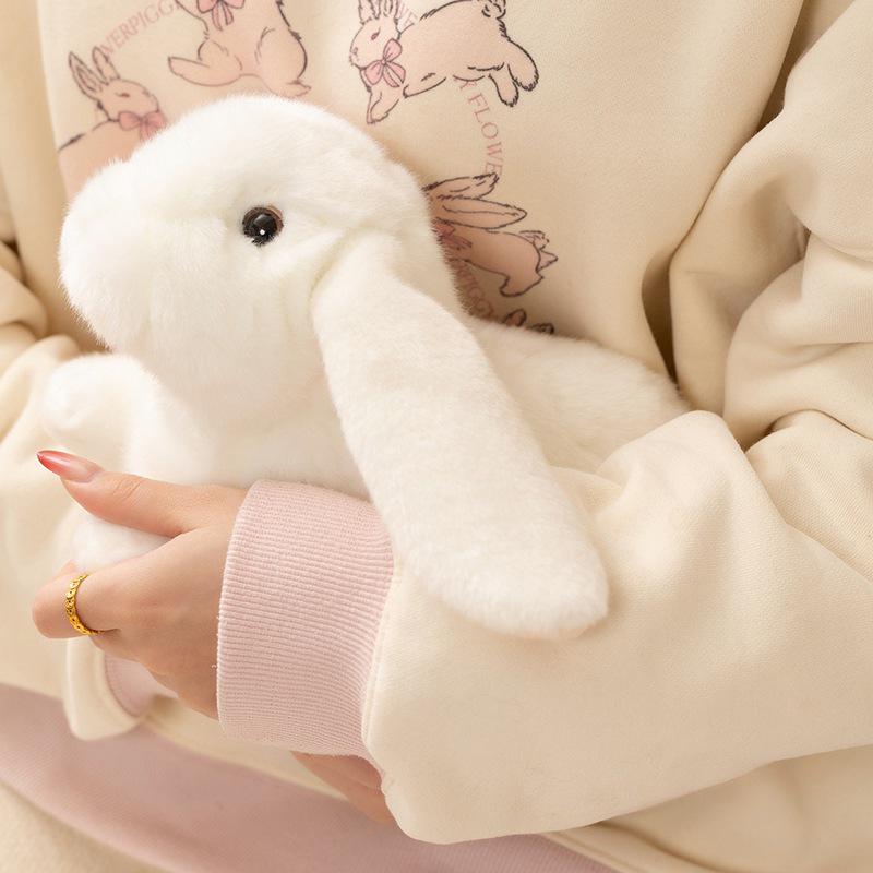Easter Plush Toy: White Rabbit In Crawling Pose - Children's Gift