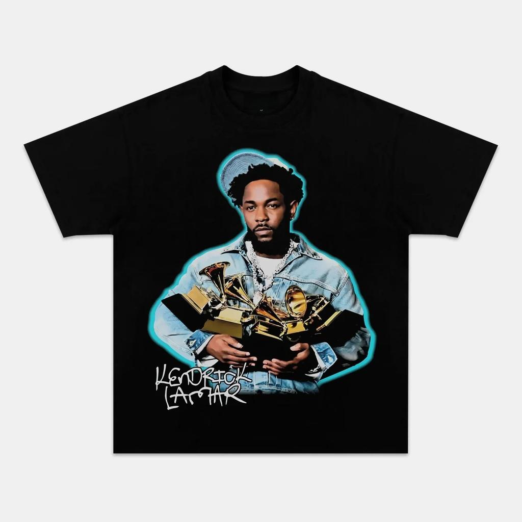 rapper Kendrick Lamar portrait graphics 100cotton unisex shirt 2026 Summer Y2k Unisexs Short Sleeve Hip Hop style Tshirt fan gift