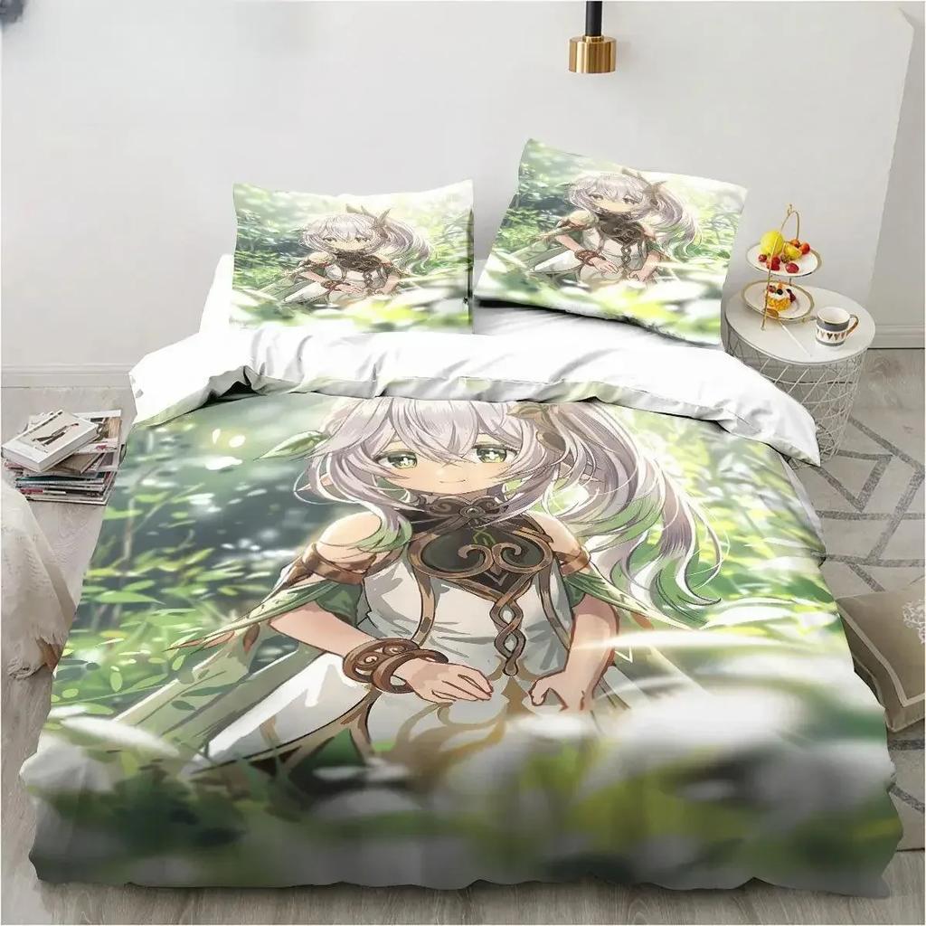Genshin Impact Nahida Kawaii Cute Comfortable Duvet Quilt Cover Pillowcase Bedding Set Children Bedroom Decoration Home Textile