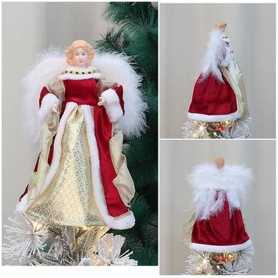 Neuer Engel Baumspitze 12 Zoll Weihnachtsdekoration Engelsfigur Weihnachtsbaumspitze für Feiertag Schreibtisch Wohnzimmer Schlafzimmer Bar