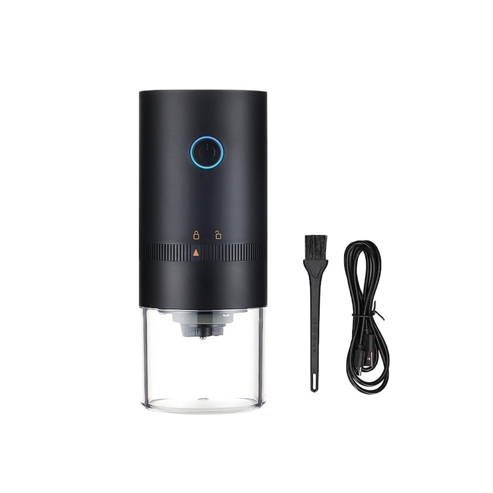 

Портативная электрическая маленькая кофемолка с керамическими жерновами, регулируемая степень помола от грубого до мелкого, аппарат для помола кофейных зерен чёрный