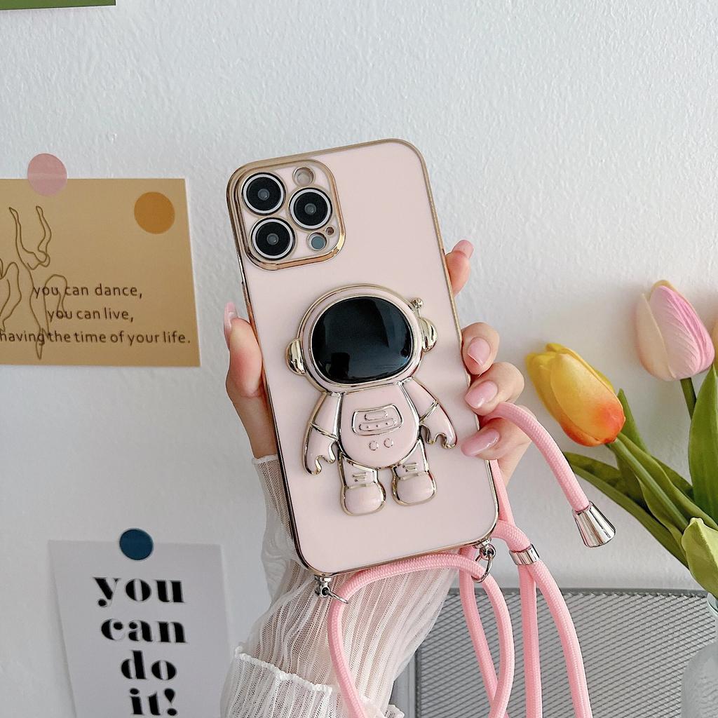 Husa de telefon Lanyard Astronaut pentru Samsung S24 S23 S22 Ultra A15 A25 A35 A55 A14 A24 A34 A54 A13 A33 A53/Xiaomi 13T Poco X6 X5 F5 Pro Redmi A3 13C 12