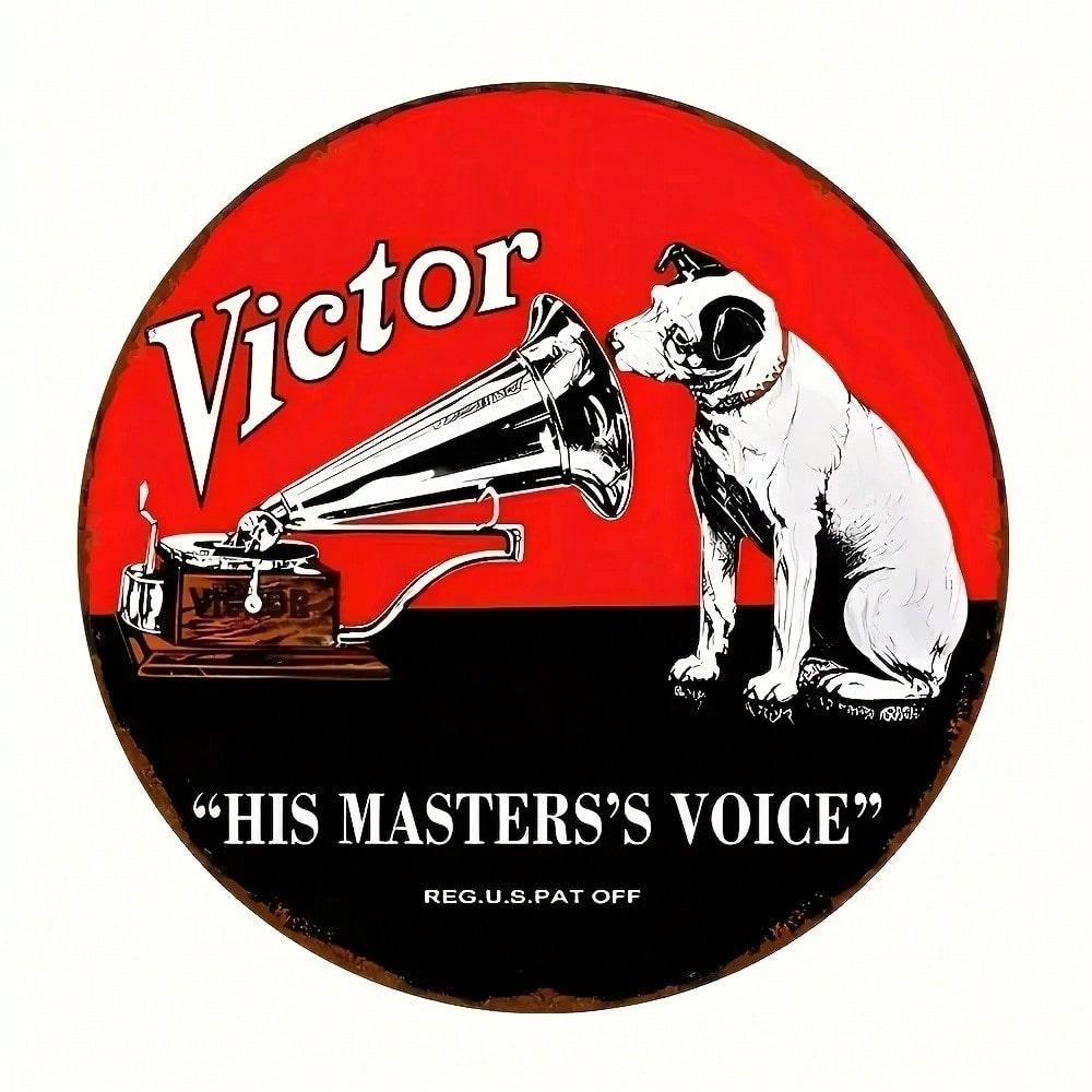 Vintage Phonograph Dog Record Metal Tin Sign Art UV Print разноцветный