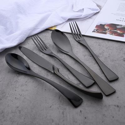 Black Mirror Polished Flatware Dinnerware Set 304 Stainless Steel Spoon Knife Fork Kitchen Tableware Cutlery Set Hotel Restaurant Famiy Set